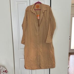 CONIGLIO PALM BEACH NWT BEIGE BUTTON DOWN LONG SLEEVE MAXI SHIRT DRESS OS